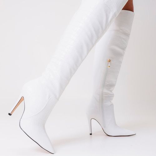 Bota Branca Cano Longo Cecconello 1766011-1