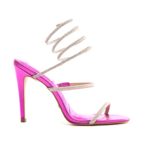 Sandália Espiral Couro Pink Salto Fino Cecconello 2012001-1