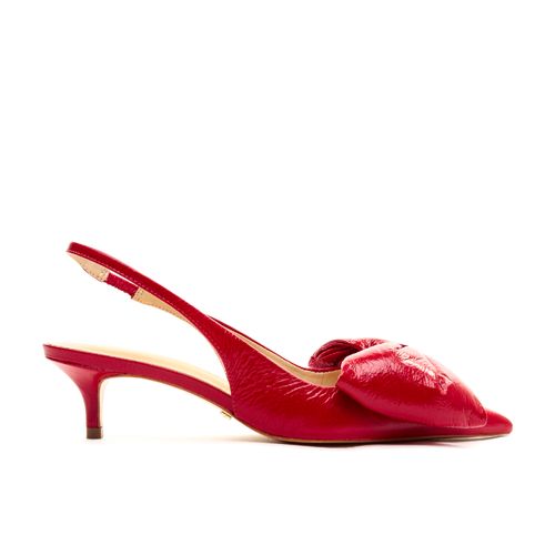 Slingback Couro Vermelho  Salto Baixo Cecconello 2389002-6