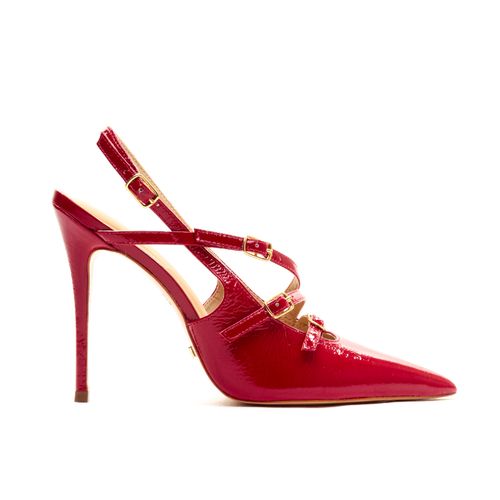 Slingback Couro Vermelho Salto Alto Cecconello 2396002-9