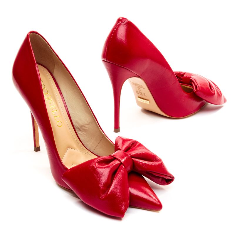 Scarpin Couro Vermelho Salto Alto Cecconello 2396004 1