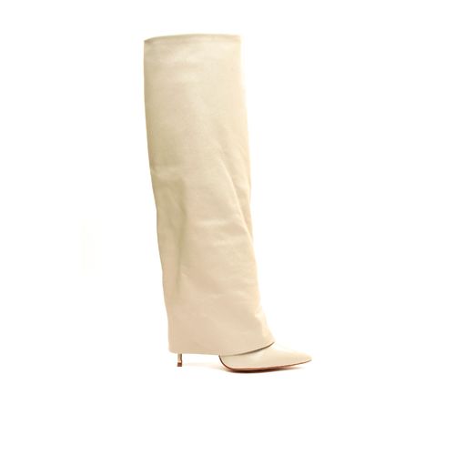 Bota Couro Off White Cano Longo Cecconello 2446001-2