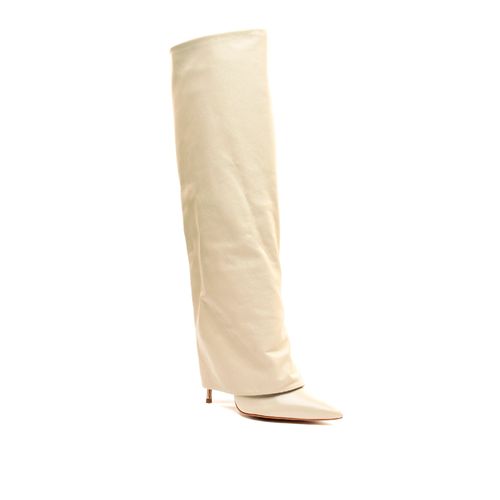 Bota Couro Off White Cano Longo Cecconello 2446001-2