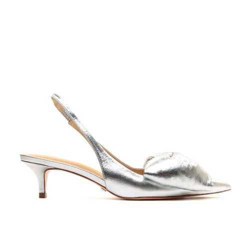 Slingback Couro Prata Salto Baixo Cecconello 2389002-3
