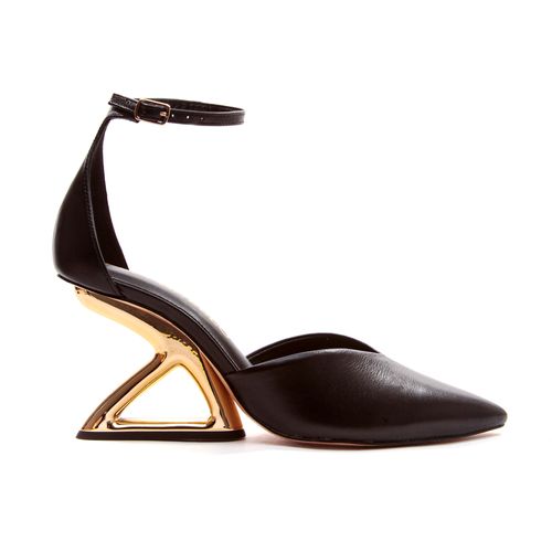 Scarpin Couro Preto Salto Vazado Cecconello  2373001-4