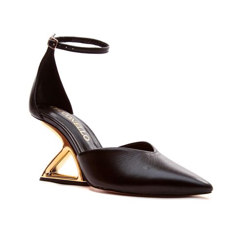 Scarpin Couro Preto Salto Vazado Cecconello  2373001-4
