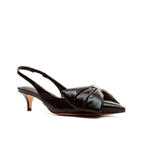 Slingback Couro Preto Salto Baixo Cecconello 2389002-4