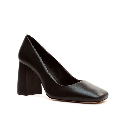 Scarpin Couro Preto Salto Alto Bloco Cecconello 2441011-1