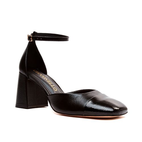 SandÁlia Couro Preto Salto Bloco Cecconello 2387003-1