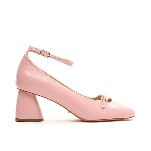 Scarpin Couro Rosa Salto Bloco MÉdio Cecconello 2410003-2