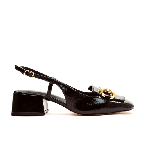 Slingback Verniz Preto Salto Baixo Cecconello 2390001-1