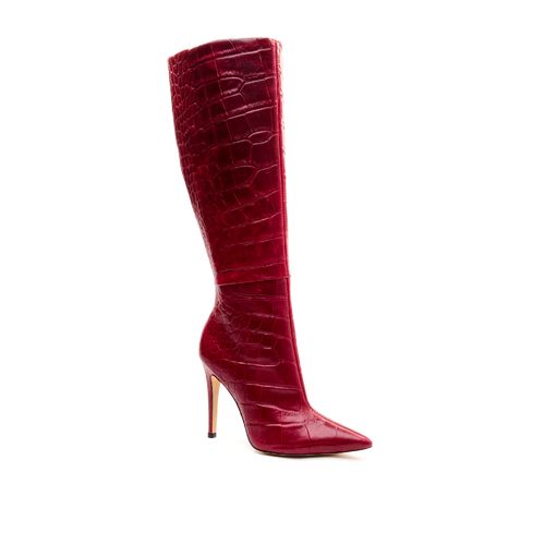 Bota Couro Croco Vermelho Cano Longo Cecconello 1870014-35