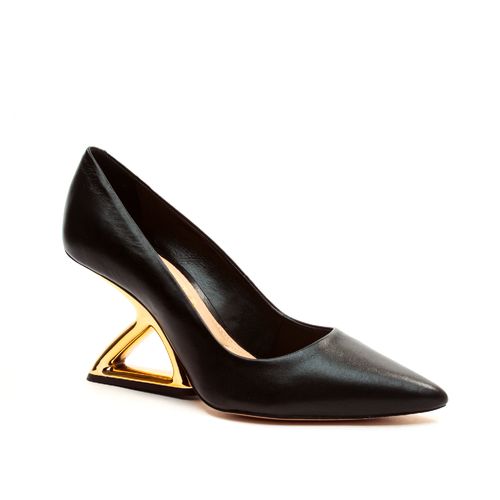 Scarpin Couro Preto Salto Alto Vazado Cecconello 2373008-4