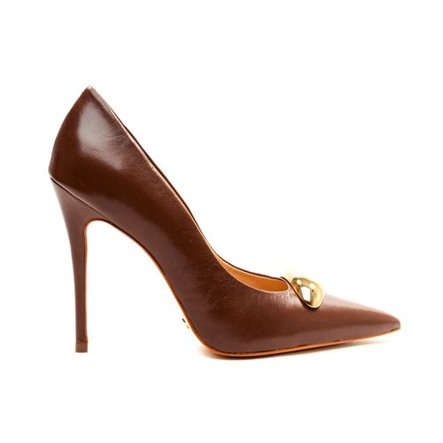 Scarpin Couro Marrom Salto Alto Cecconello 2483002-4