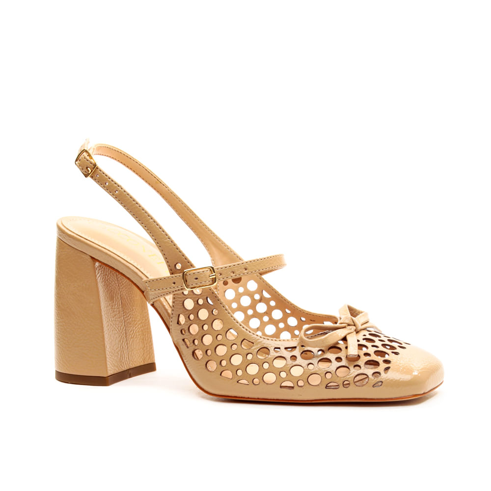 Slingback Bege Salto Bloco Cecconello 2487001-1