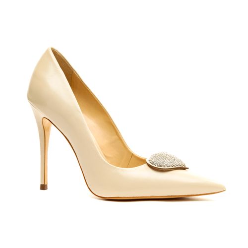 Scarpin Couro Off White Salto Fino Cecconello 2130007-11
