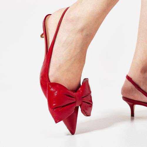 Slingback Couro Vermelho  Salto Baixo Cecconello 2389002-6