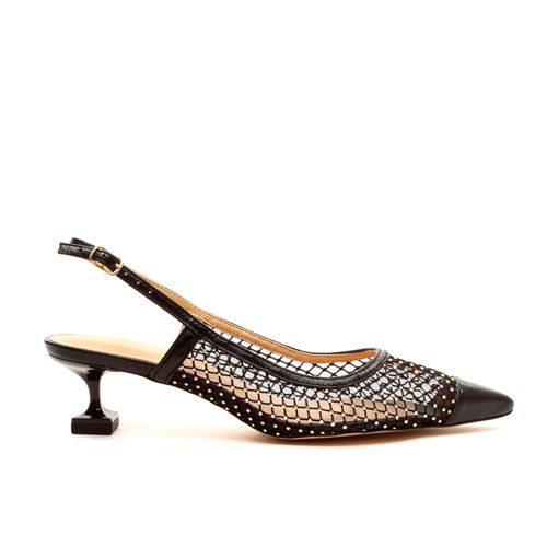 Slingback Preto Salto Baixo Cecconello 2478001-3