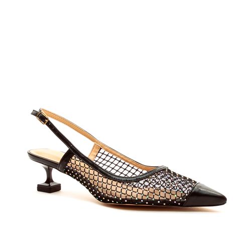 Slingback Preto Salto Baixo Cecconello 2478001-3