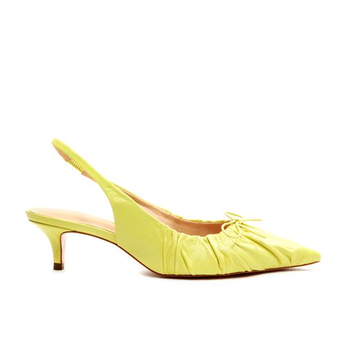 Slingback Couro Amarelo Salto Baixo Cecconello 2473001-2