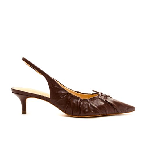 Slingback Couro Marrom Salto Baixo Cecconello 2473001-3