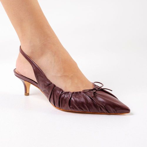Slingback Couro Marrom Salto Baixo Cecconello 2473001-3