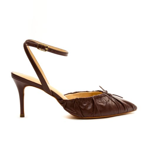 Slingback Couro Marrom Salto Médio Cecconello 2477001-2