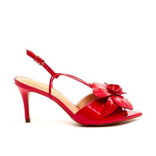 Sandália Couro Vermelho Salto Médio Cecconello 2499001-4