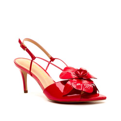 Sandália Couro Vermelho Salto Médio Cecconello 2499001-4