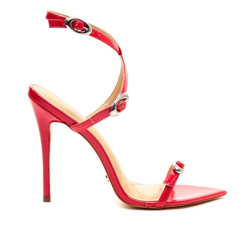 Sandália Couro Vermelho Salto Alto Cecconello 2500003-1
