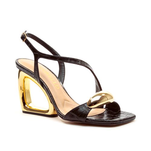 SandÁlia Croco Preto Salto Alto Vazado Cecconello 2497001-4