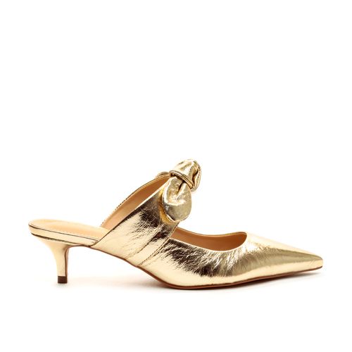 Mule Couro Ouro Salto Baixo Cecconello 2473016-3