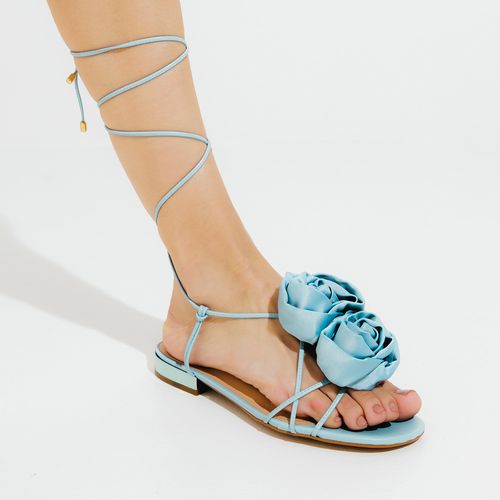 Sandália Rasteira Couro Azul Cecconello 2498008-4
