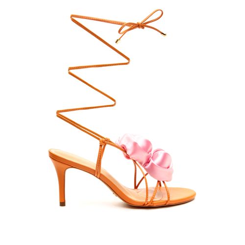 Sandália Couro Laranja Salto Médio Cecconello 2538009-3