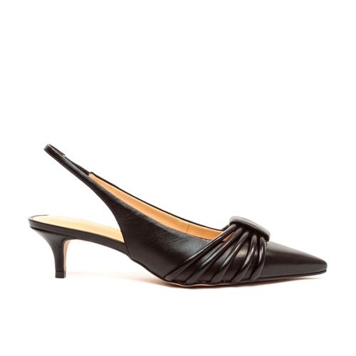 Slingback Couro Preto Salto Baixo Cecconello 2473012-4