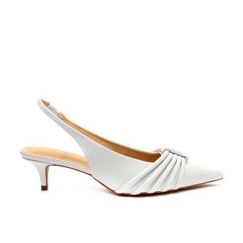 Slingback Couro Branco Salto Baixo Cecconello 2473012-2
