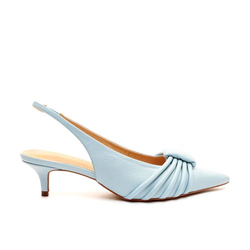 Slingback Couro Azul Salto Baixo Cecconello 2473012-3