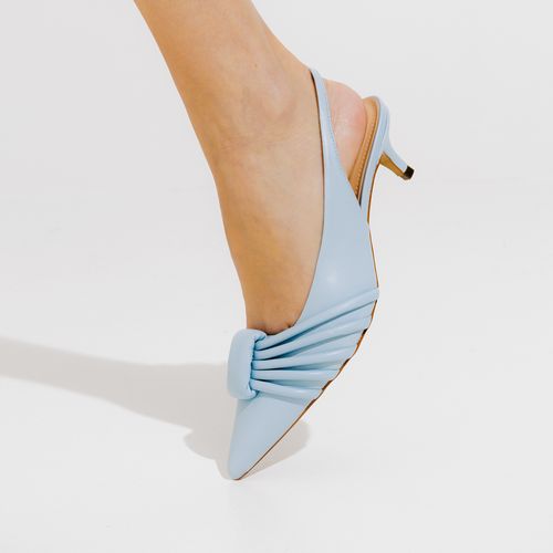 Slingback Couro Azul Salto Baixo Cecconello 2473012-3