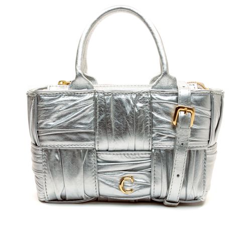 Bolsa Kiara Couro Prata Cecconello C2536-5