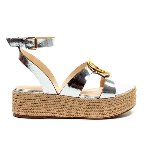 Sandália Couro Prata Flatform Cecconello 2552001-3