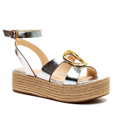 Sandália Couro Prata Flatform Cecconello 2552001-3