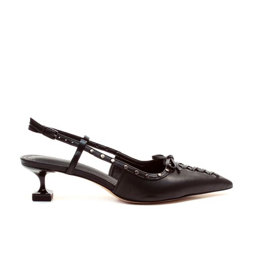 Slingback Couro Preto Salto Baixo Cecconello 2393007-4
