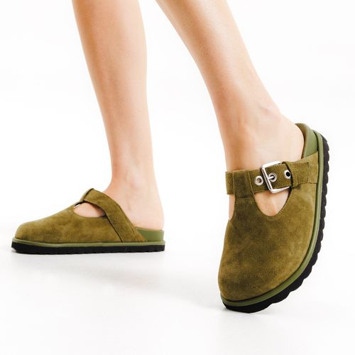 Mule Clog Couro Verde Cecconello 2648001-4