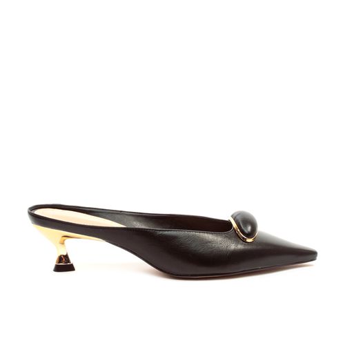 Mule Couro Preto Salto Baixo Cecconello 2615013-1