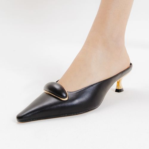 Mule Couro Preto Salto Baixo Cecconello 2615013-1