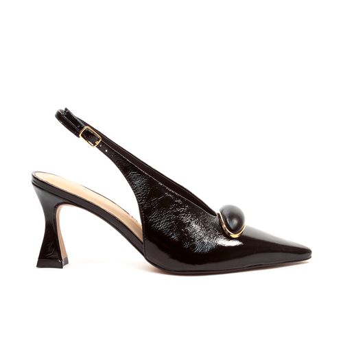 Slingback Couro Preto Salto Médio Cecconello 2632006-2