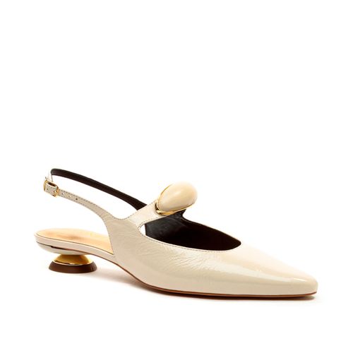 Slingback Couro Off White Salto Baixo Cecconello 2644004-1
