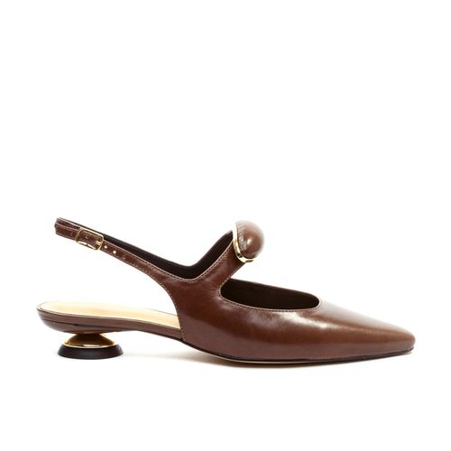 Slingback Couro Marrom Salto Baixo Cecconello 2644004-2