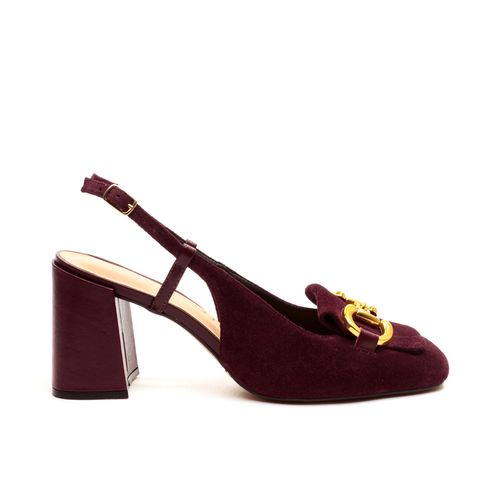 Slingback Couro BordÔ Salto Bloco Cecconello 2387002-22