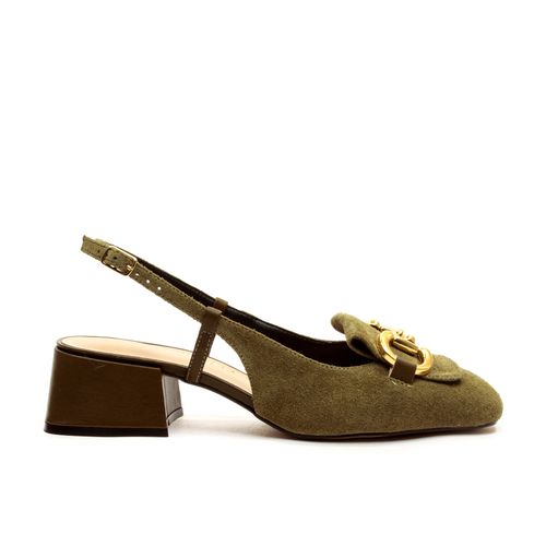 Slingback Couro Verde Salto Baixo Cecconello 2390001-16